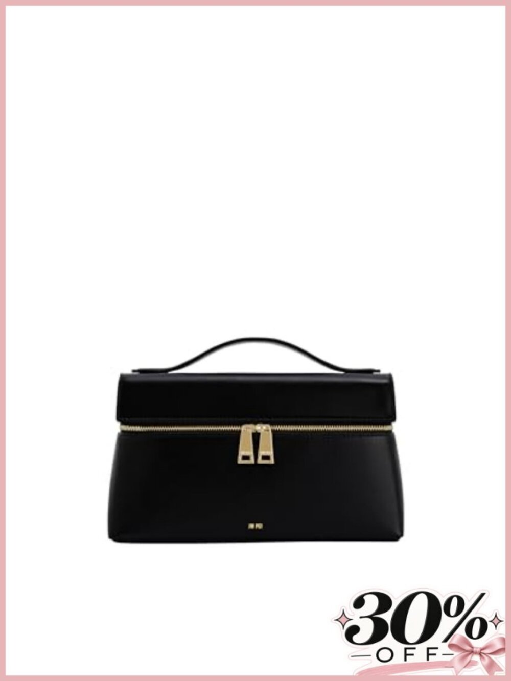 Vegan Leather Top Handle Bag Gold Hardware Zipper Satchel